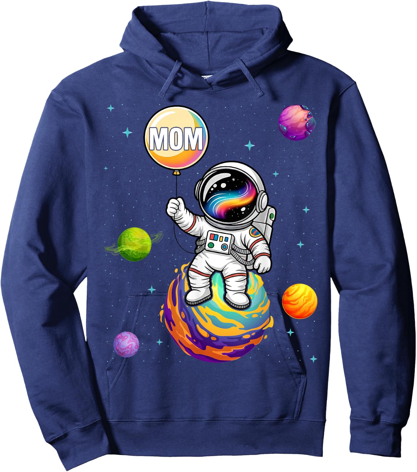 Mom of The Boy Space Astronaut 1st Birthday Family Hoodie - Hoodie | Navy