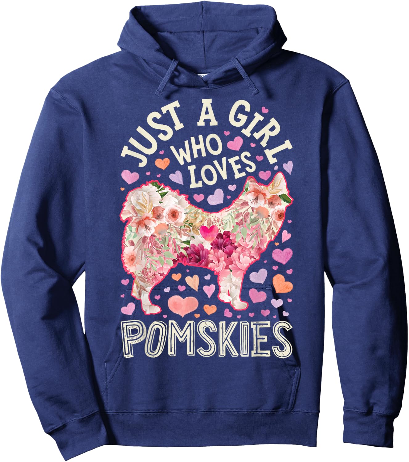 Pomsky Just A Girl Who Loves Pomskies Dog Flower Cute Floral Hoodie - Hoodie | Navy