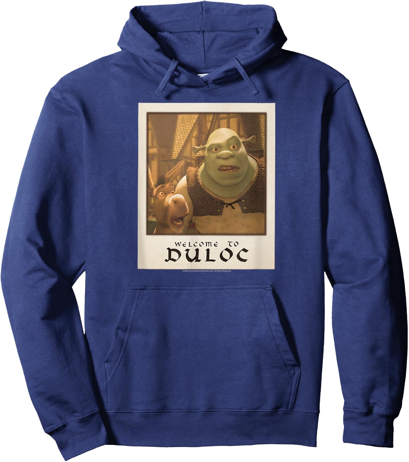 Shrek Welcome to Duloc Shrek and Donkey Polaroid Hoodie - Hoodie | Navy