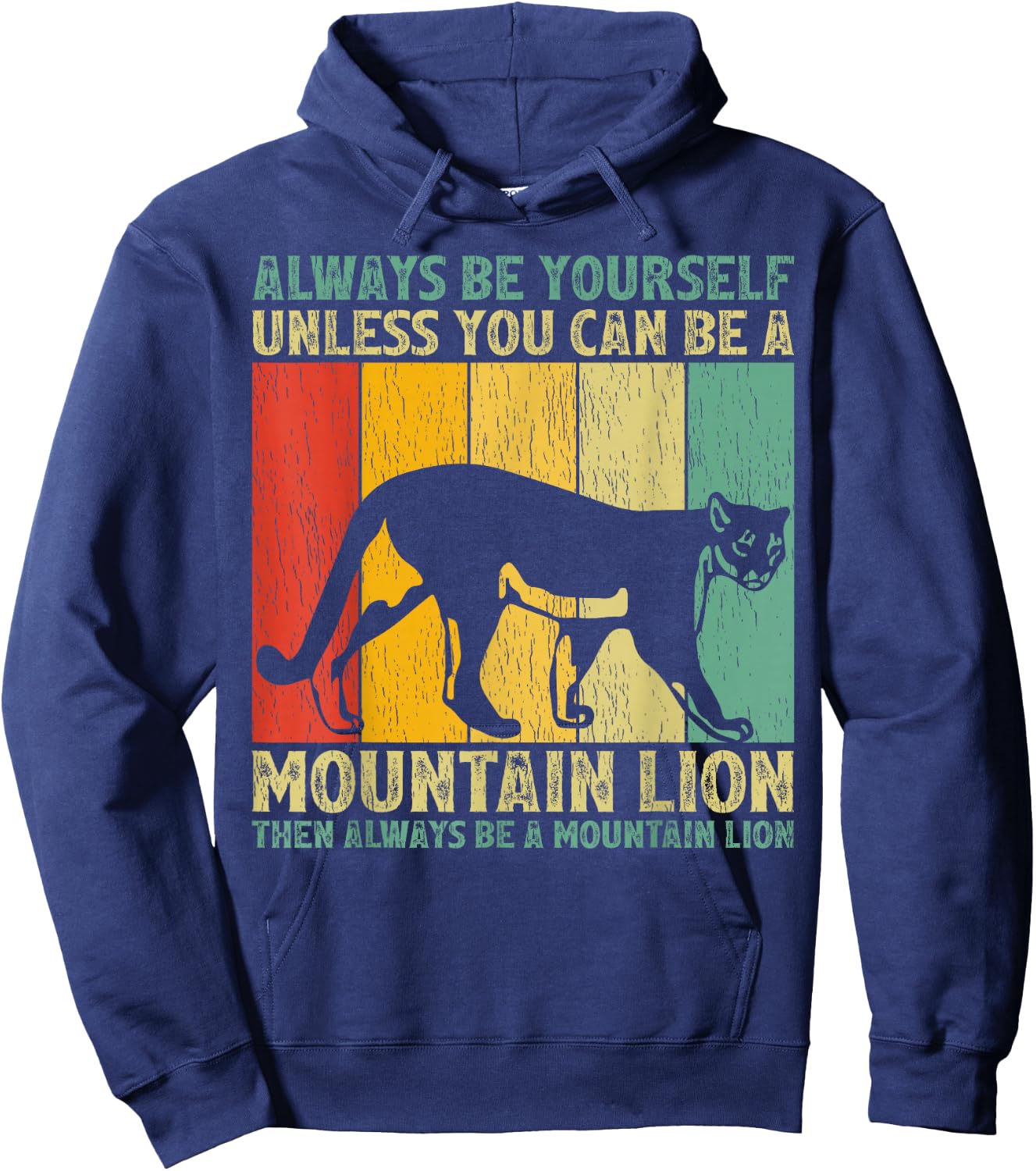 Mountain Lion Animal Lover Vintage Retro Mountain Lion Hoodie - Hoodie | Navy