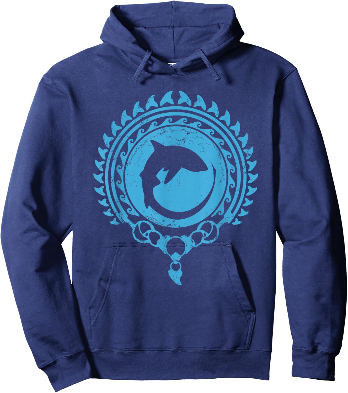 Thresher Shark Polynesian Tribal Tattoo Hoodie - Hoodie | Navy