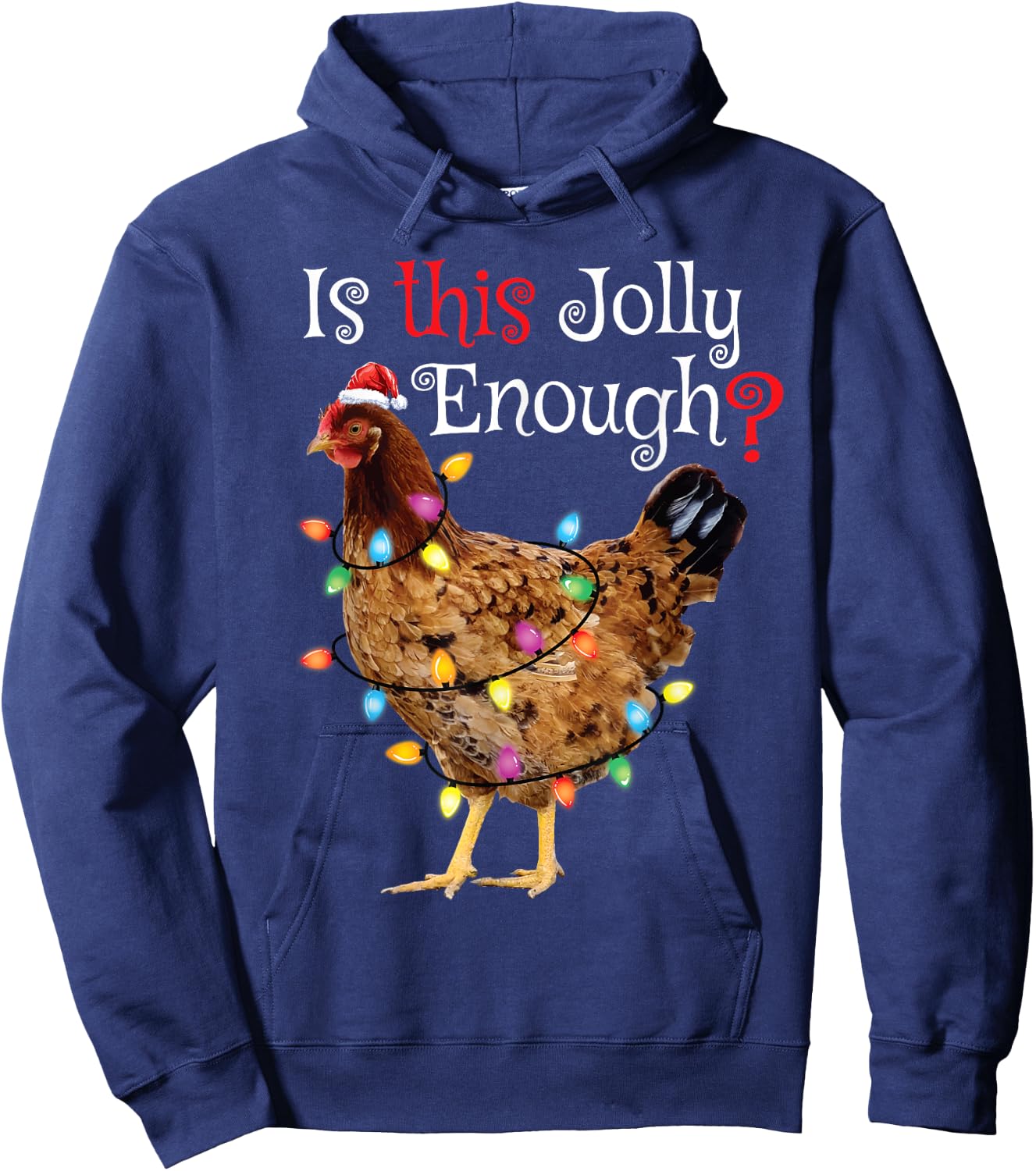 Christmas Chicken Shirt Women Men Kids Funny Santa Chicken Hoodie - Hoodie | Navy