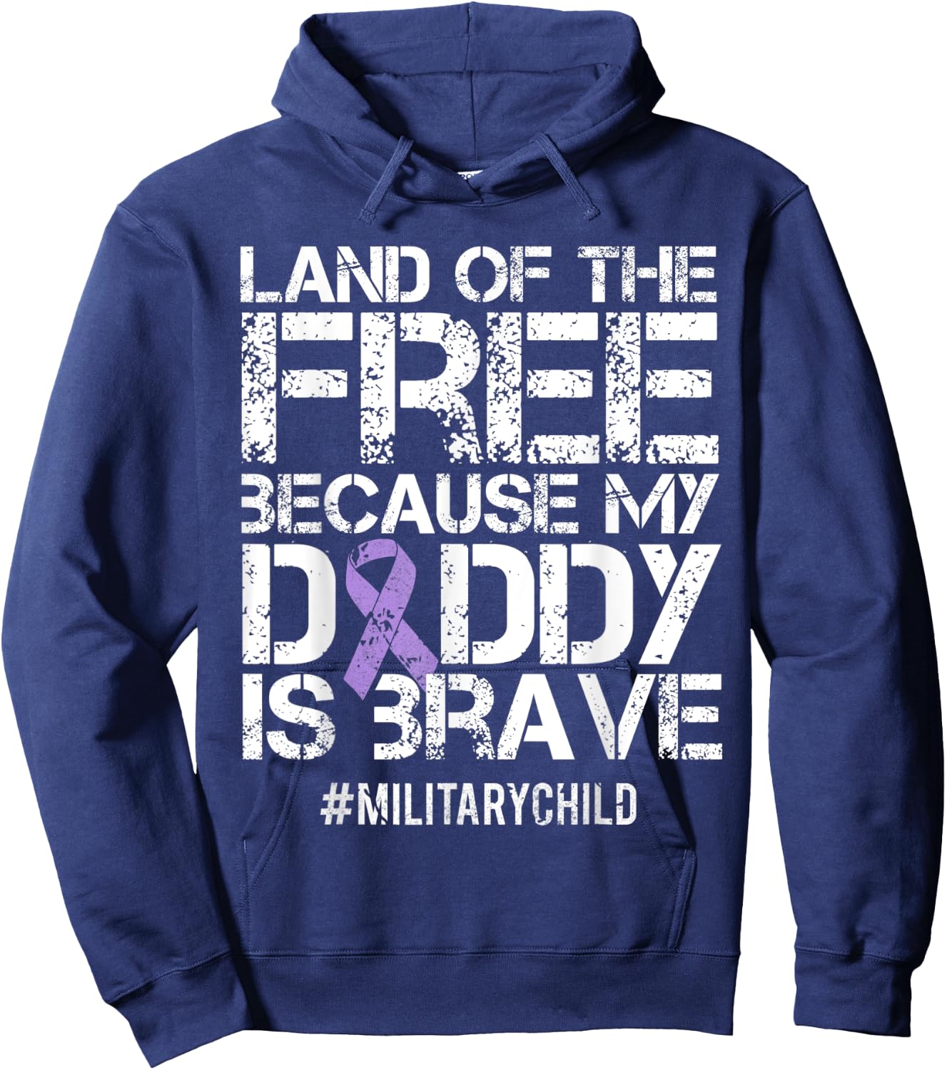 Military Child Month Boys Purple Up Brat Kids Hoodie - Hoodie | Navy