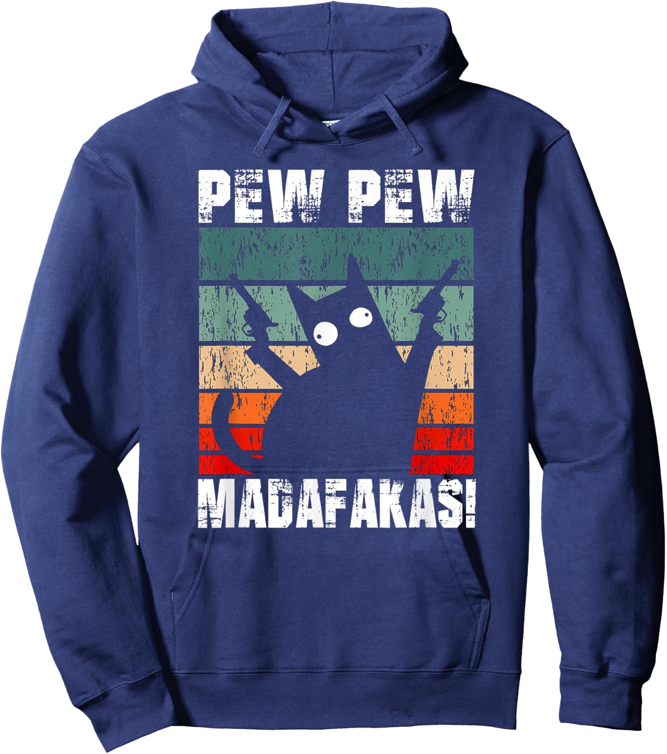 Vintage PewPewPew Mada-fakas Funny Pew Crazy Cat Lovers Women Hoodie - Hoodie | Navy