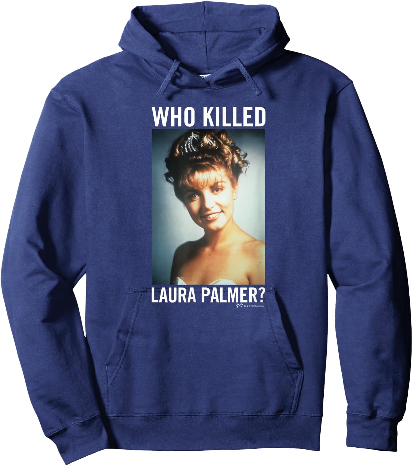 SHOWTIME Twin Peaks Who Killed Laura Palmer? -Adults , Black, Small, Short Sleeve Hoodie - Hoodie | Navy
