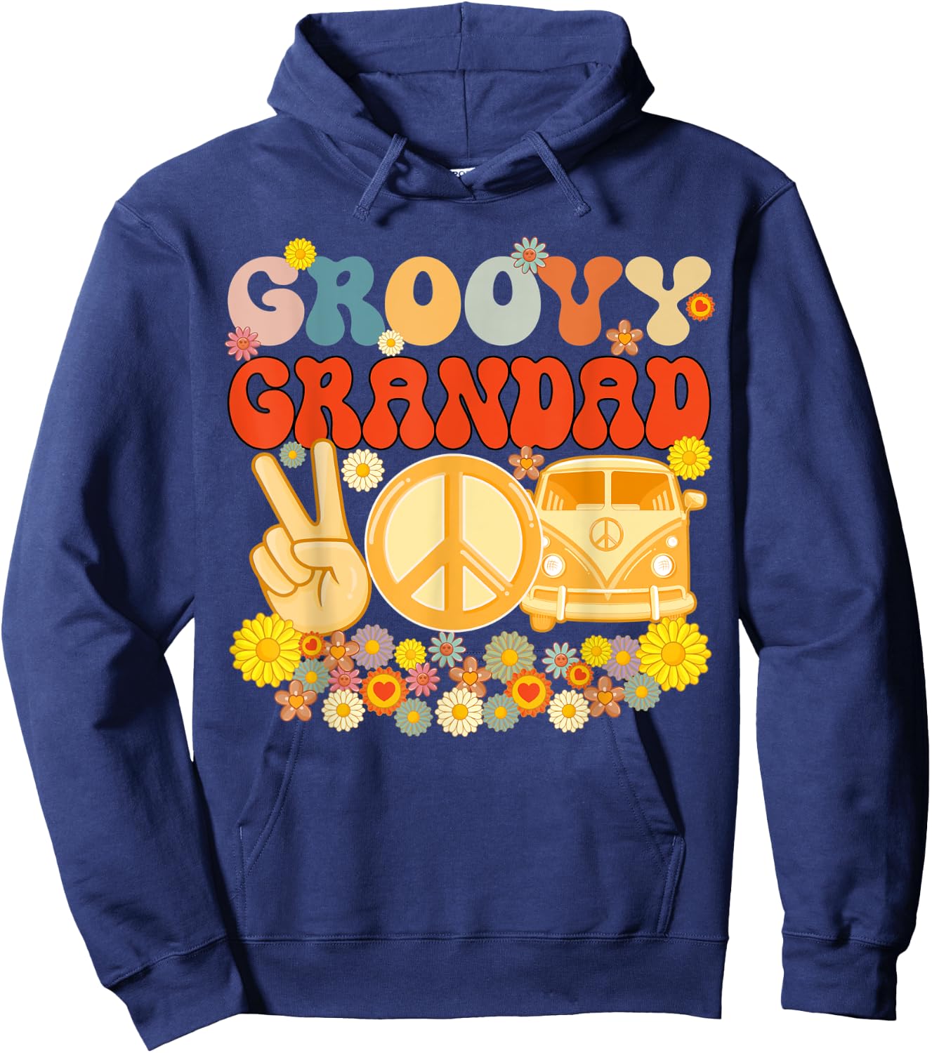 Groovy Grandad Retro Matching Family Baby Shower Father's Da Hoodie - Hoodie | Navy
