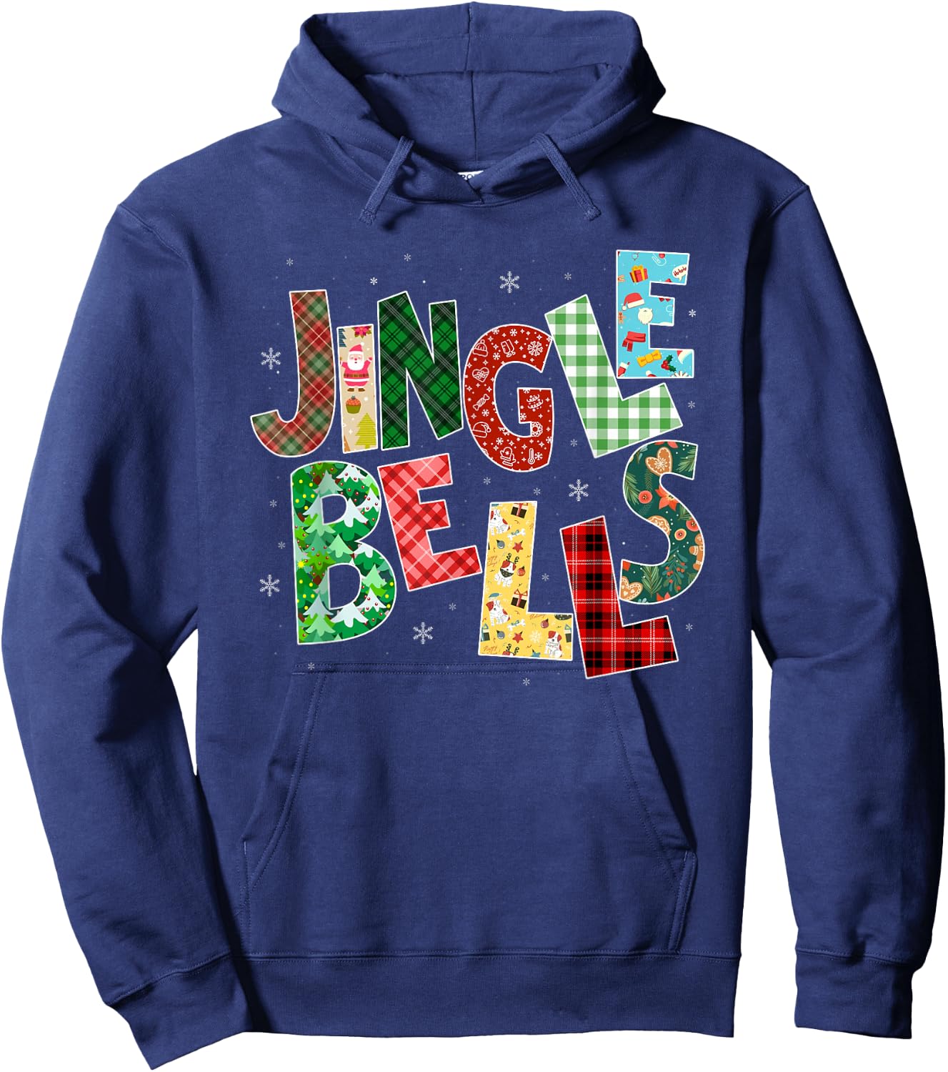 Red Plaid Jingle Bells Christmas Matching Family Pajama Hoodie - Hoodie | Navy