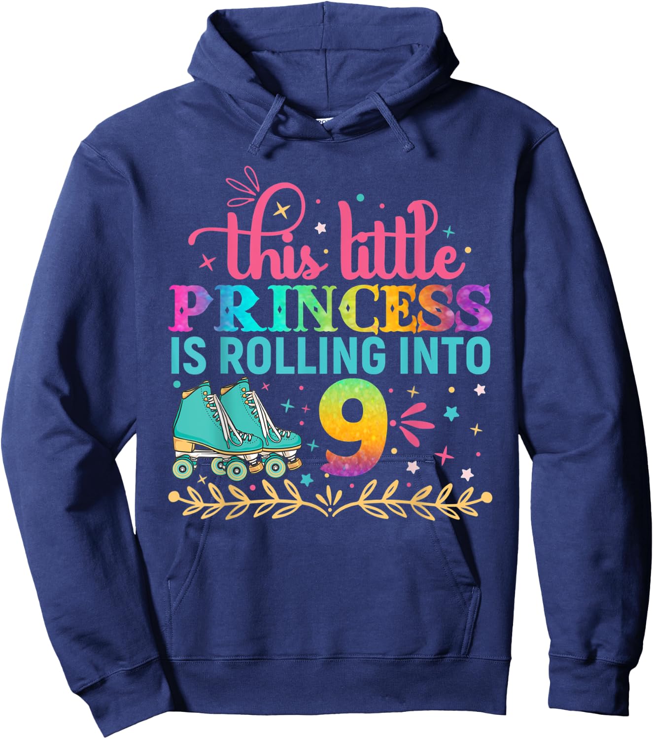 Skating Daughter Birthday 9 Years Old Girl 9th B-day Funny Hoodie - Hoodie | Navy
