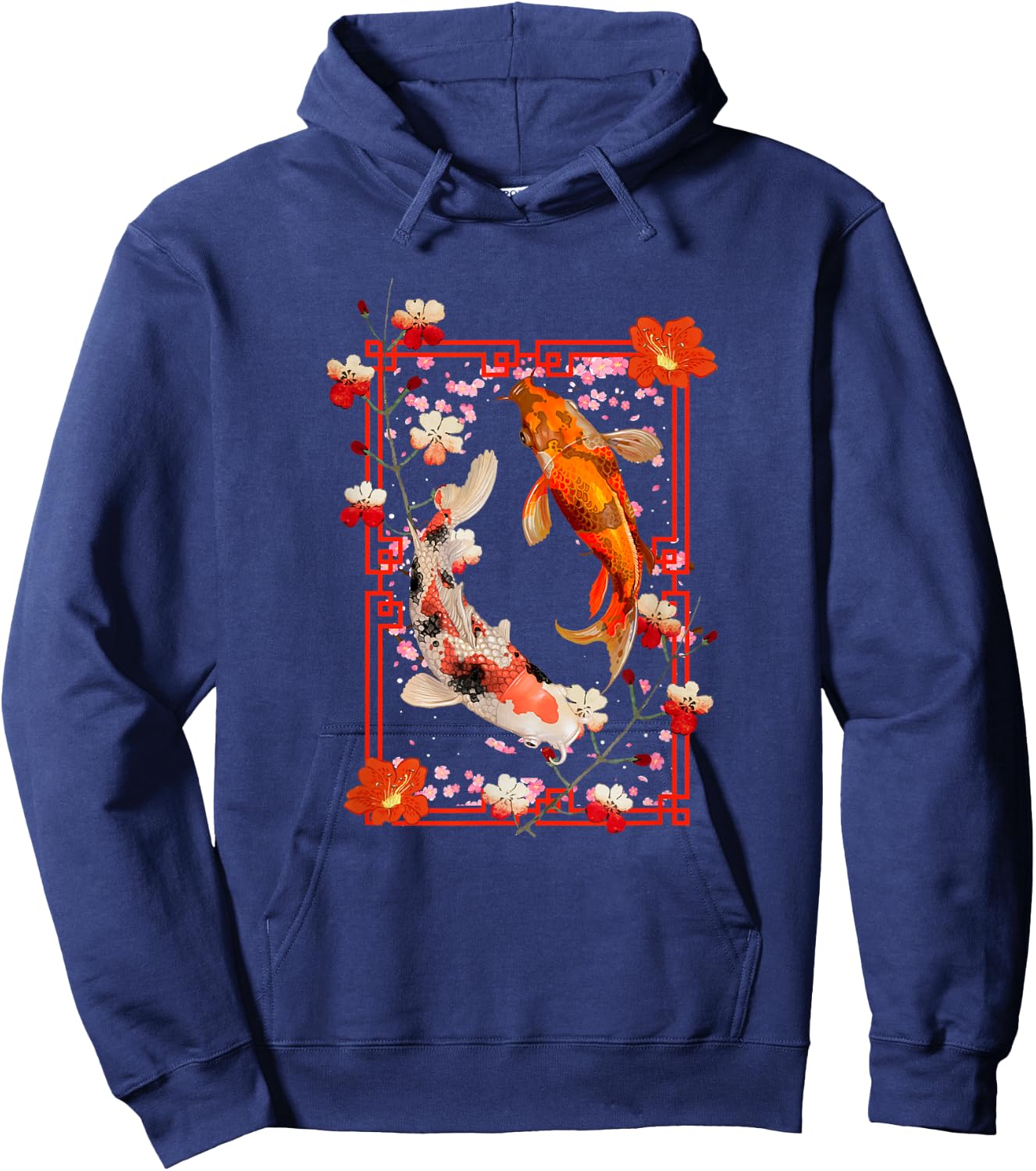 Koi Fish Coi Carp Nishikigoi Fish Japanese Cherry Blossom Hoodie - Hoodie | Navy