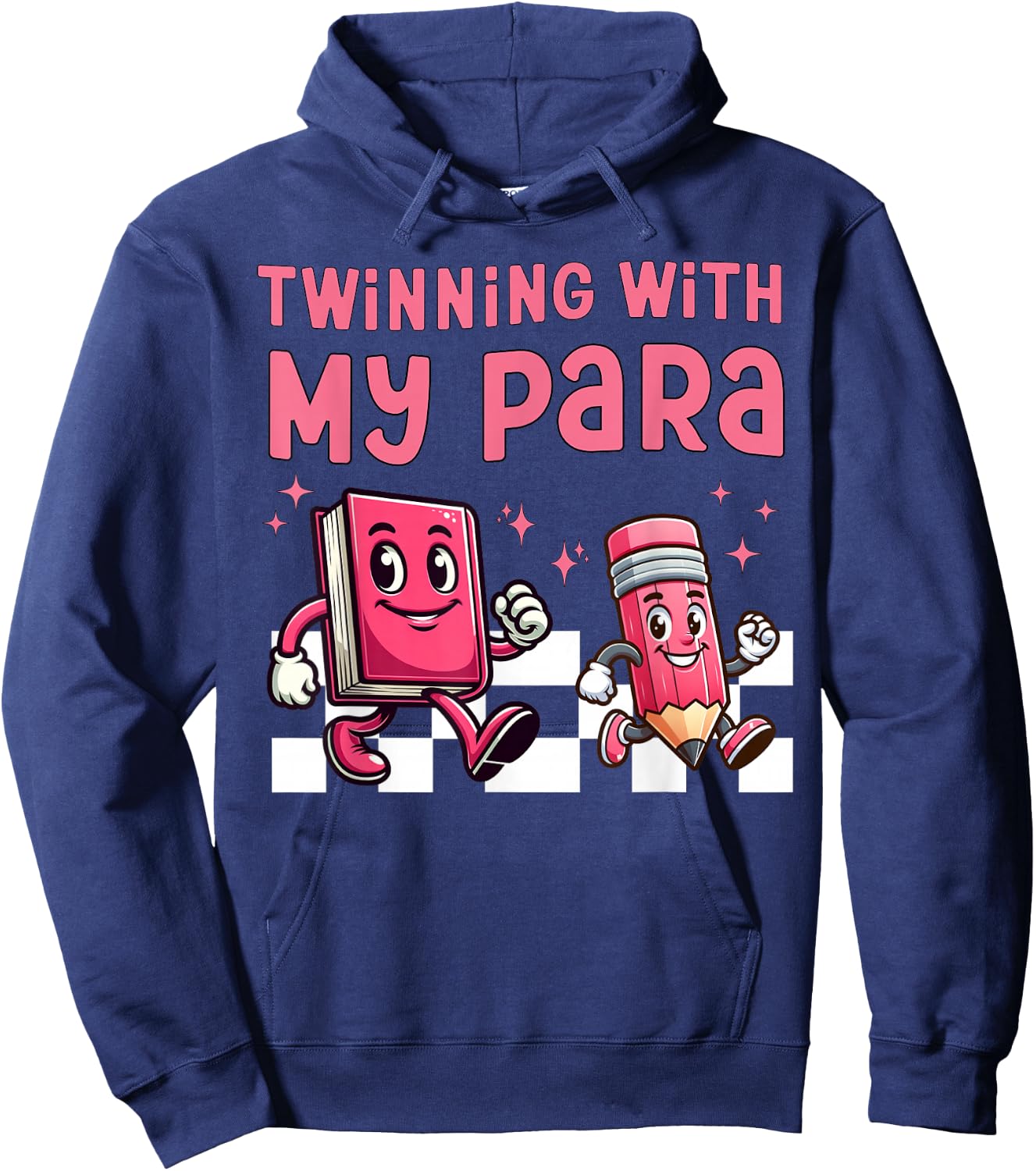 Twinning With My Para Teacher Matching Paraprofessional 70s Hoodie - Hoodie | Navy