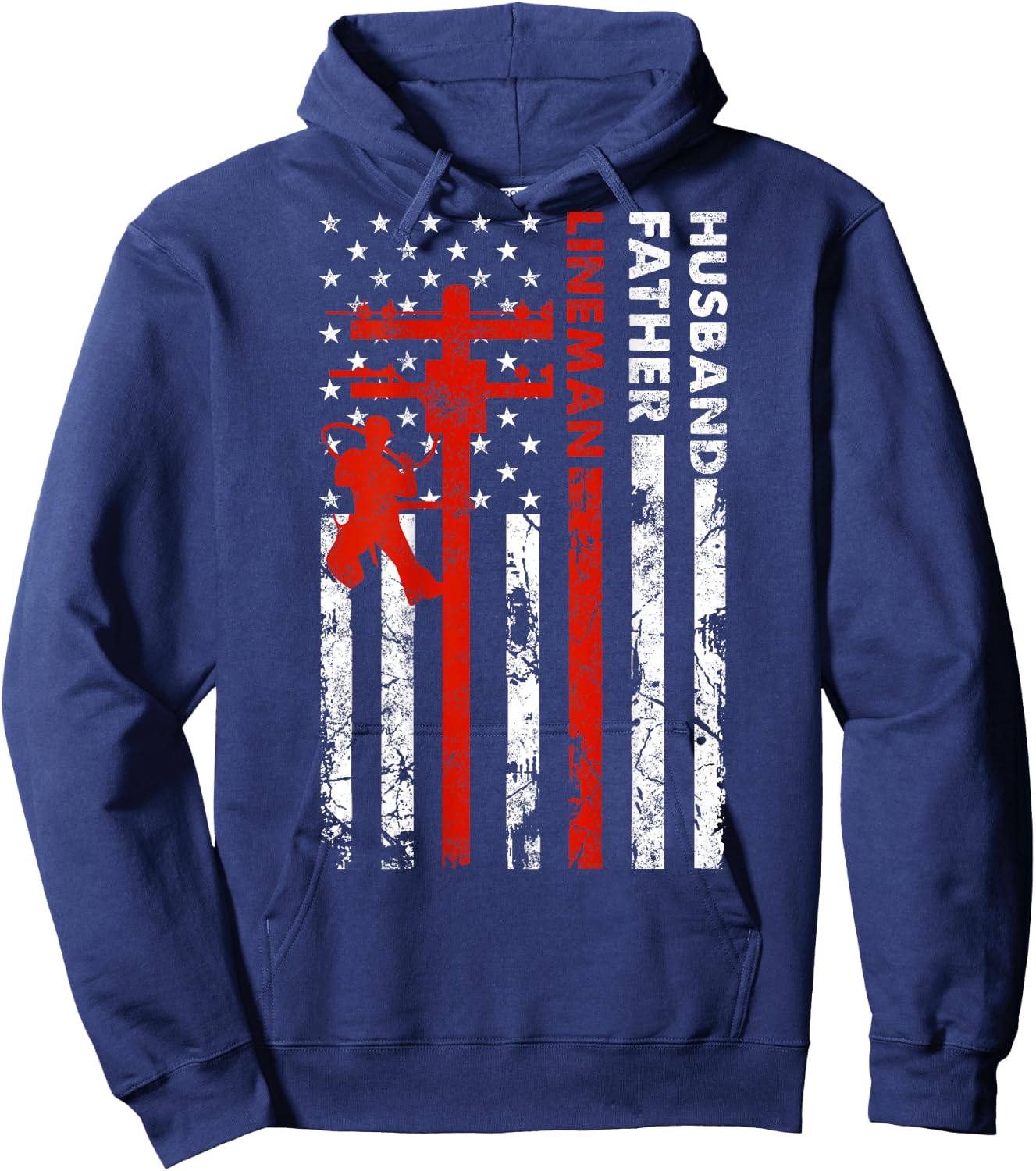 Electric Cable Lineman Husband Father Dad Fathers Day gift Hoodie - Hoodie | Navy