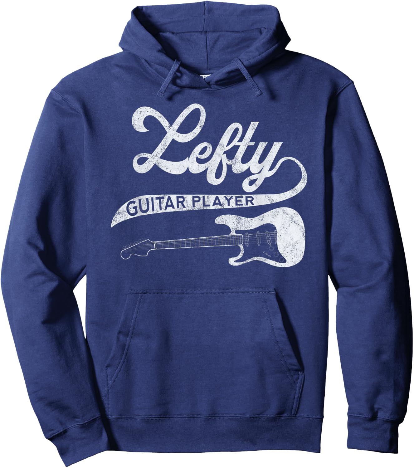 Left Handed Guitarist Lefty Guitar Player Retro Band Member Hoodie - Hoodie | Navy