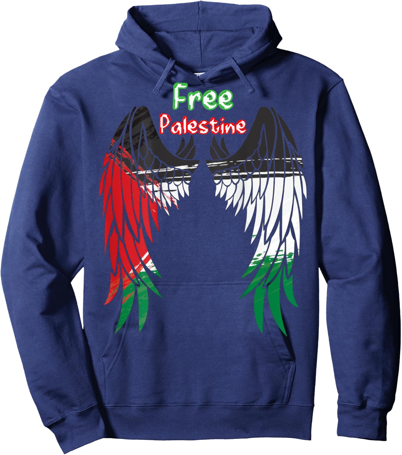 Palestine Flag Dad On Back Side Palestinian Angel Kids Wings Hoodie - Hoodie | Navy