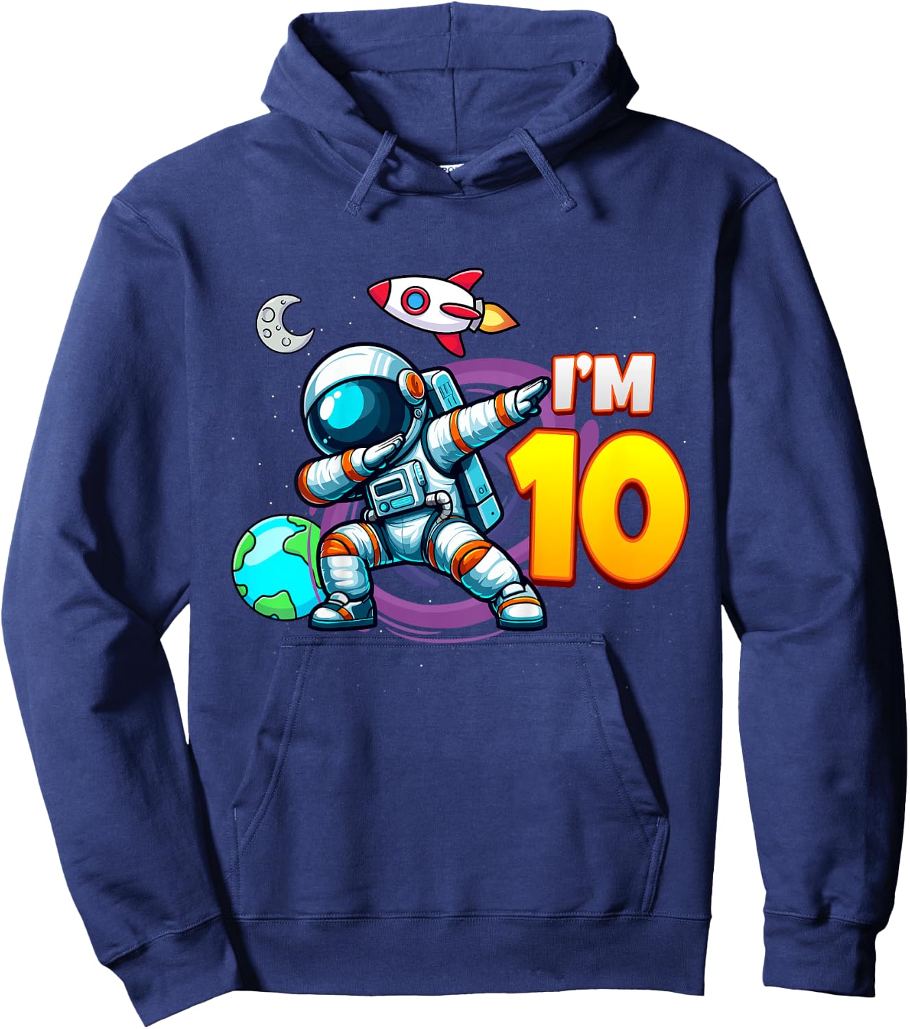 Kids I'm 10 For 10 Year Old Boy Space Astronaut 10th Birthday Hoodie - Hoodie | Navy