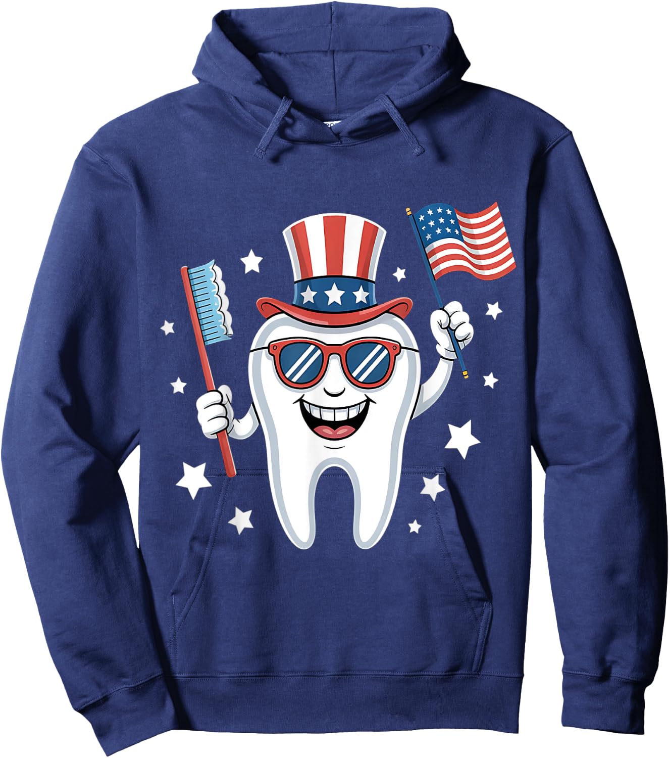 4th Of July Dentist Tooth Dental Patriotic Women Men Kids Hoodie - Hoodie | Navy