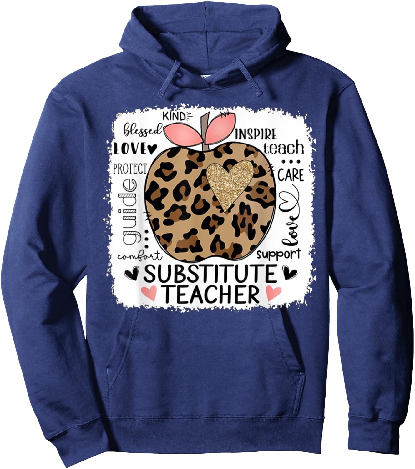 Protect Guide Care Love Support Comfort Substitute Teacher Hoodie - Hoodie | Navy