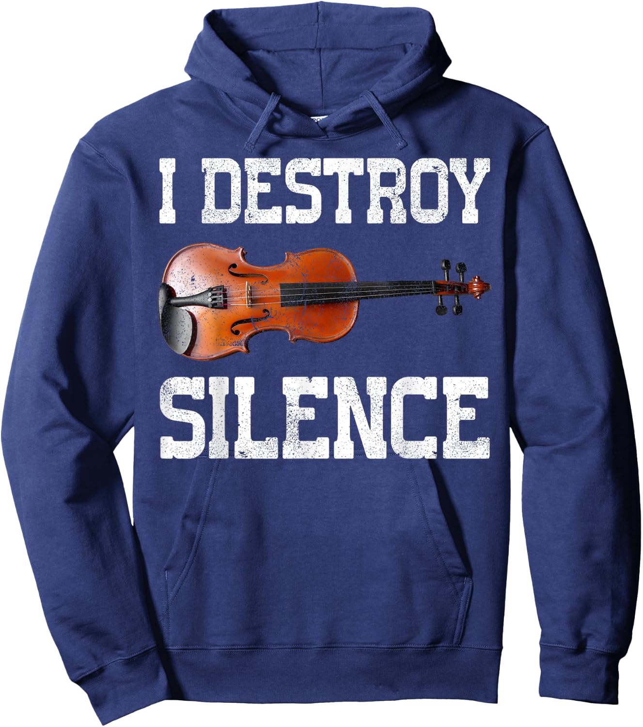 Funny I Destroy Silence Violin Hoodie - Hoodie | Navy