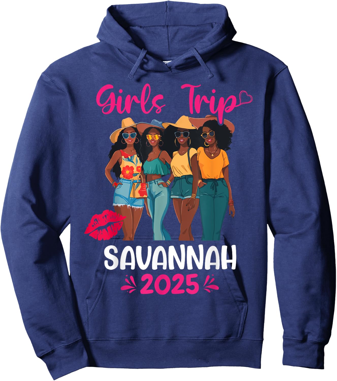 Black Girls Trip Savannah 2025 Vacation Matching Hoodie - Hoodie | Navy