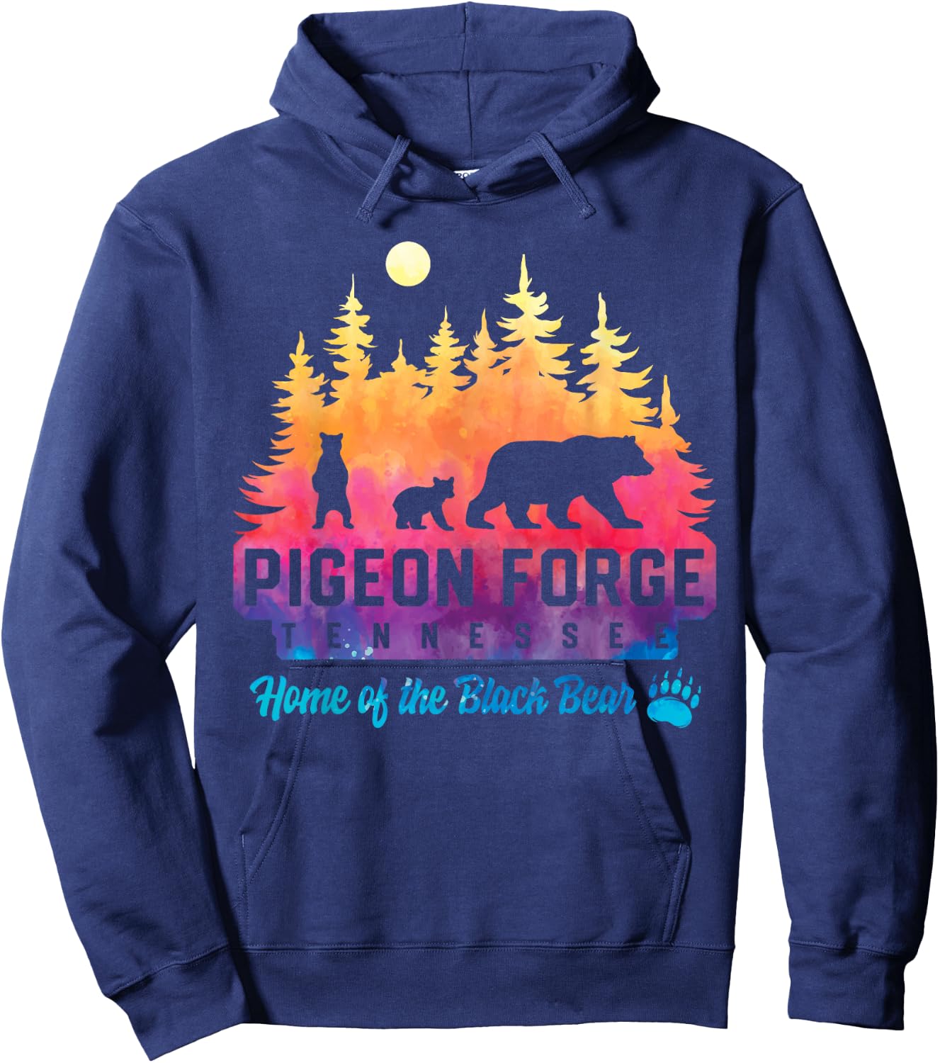 Pigeon Forge Tennessee Bear Great Smoky Mountains Tie Dye Hoodie - Hoodie | Navy