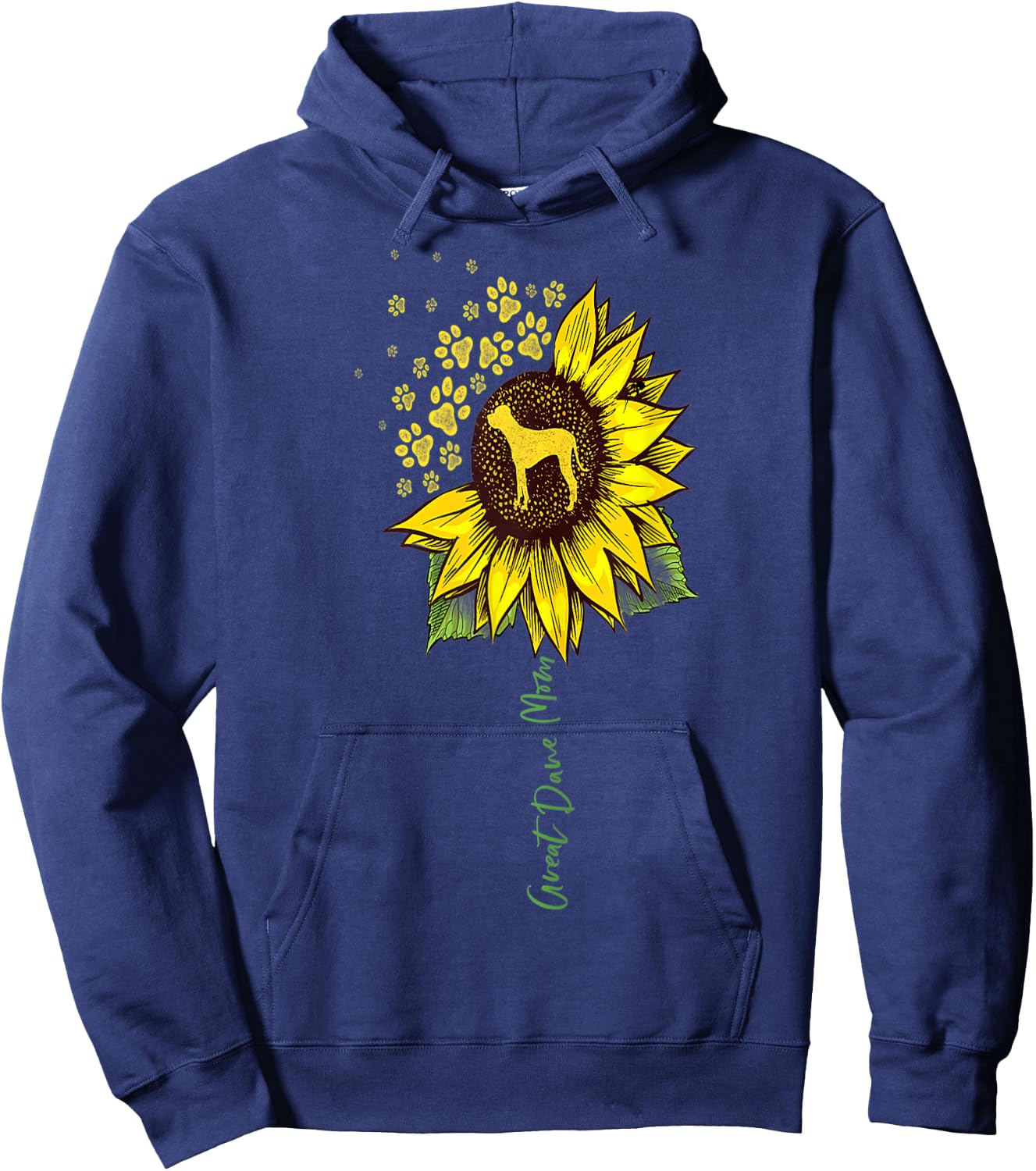 Sunflower Great Dane Lover Gifts Dog Mom Men Women Hoodie - Hoodie | Navy
