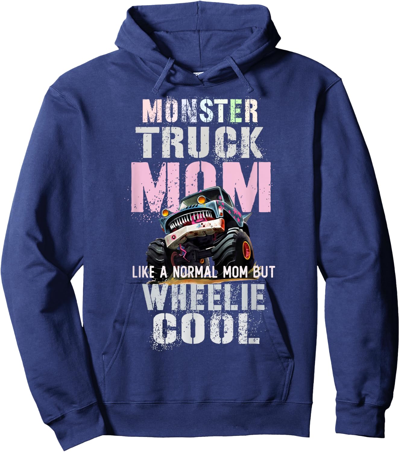 Vintage MONSTER Truck MOM Like Normal Mama of Birthday Boy Hoodie - Hoodie | Navy