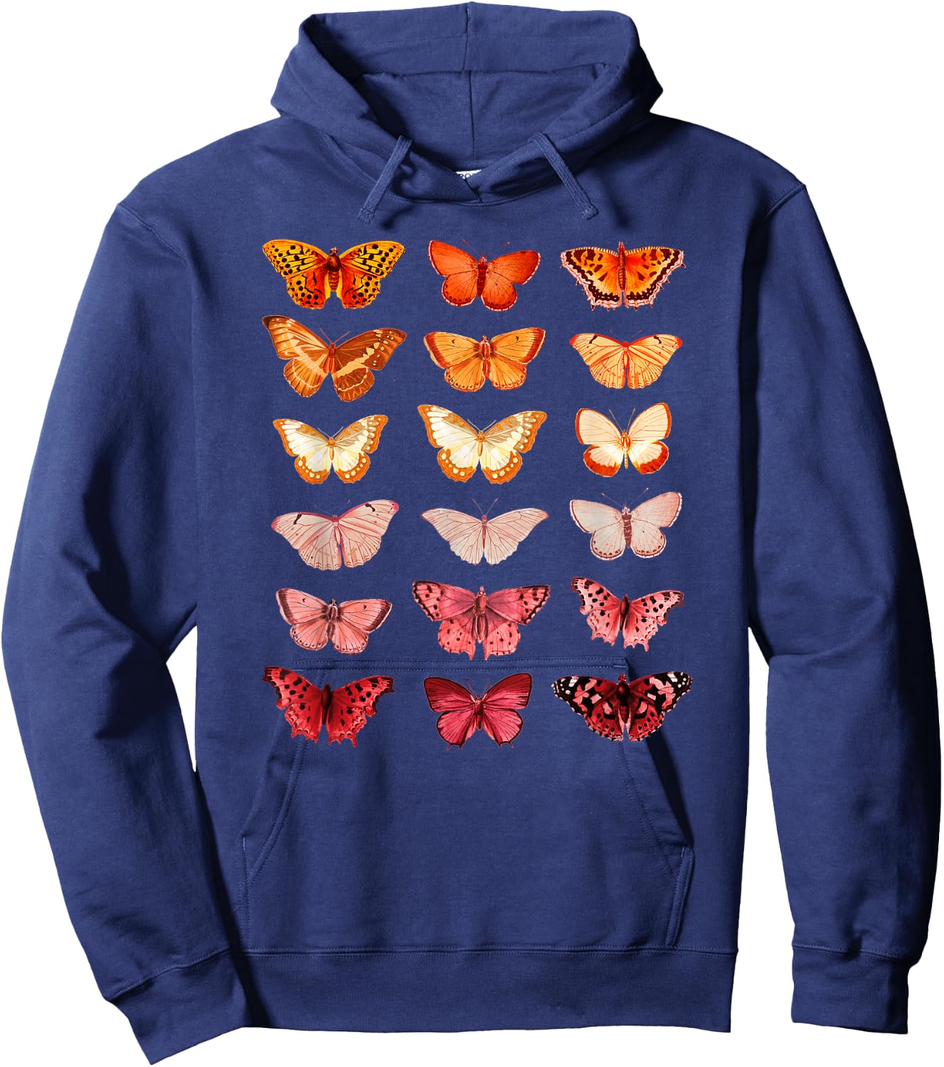 Lesbian Flag Colour Butterfly Subtle Sapphic Pride Aesthetic Hoodie - Hoodie | Navy