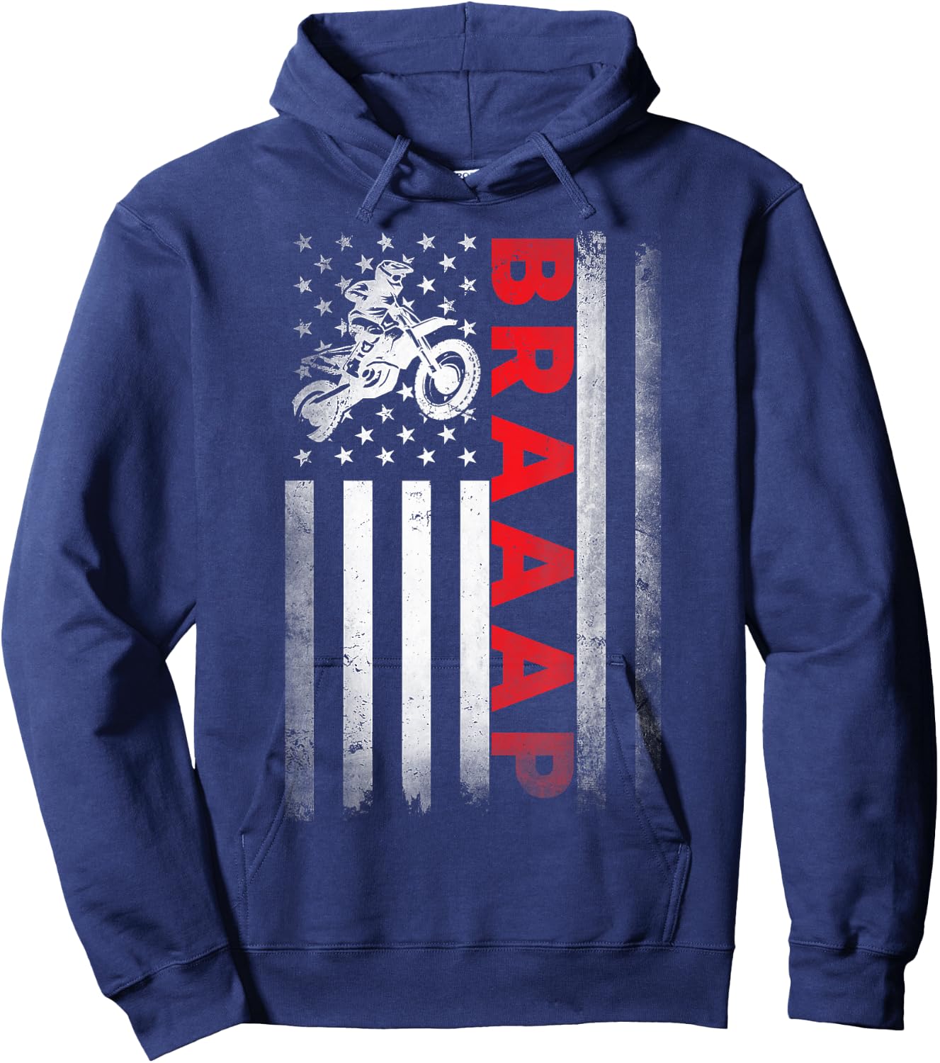 Dirt Bike Racing USA US American Flag Botocross Boys Youth Hoodie - Hoodie | Navy