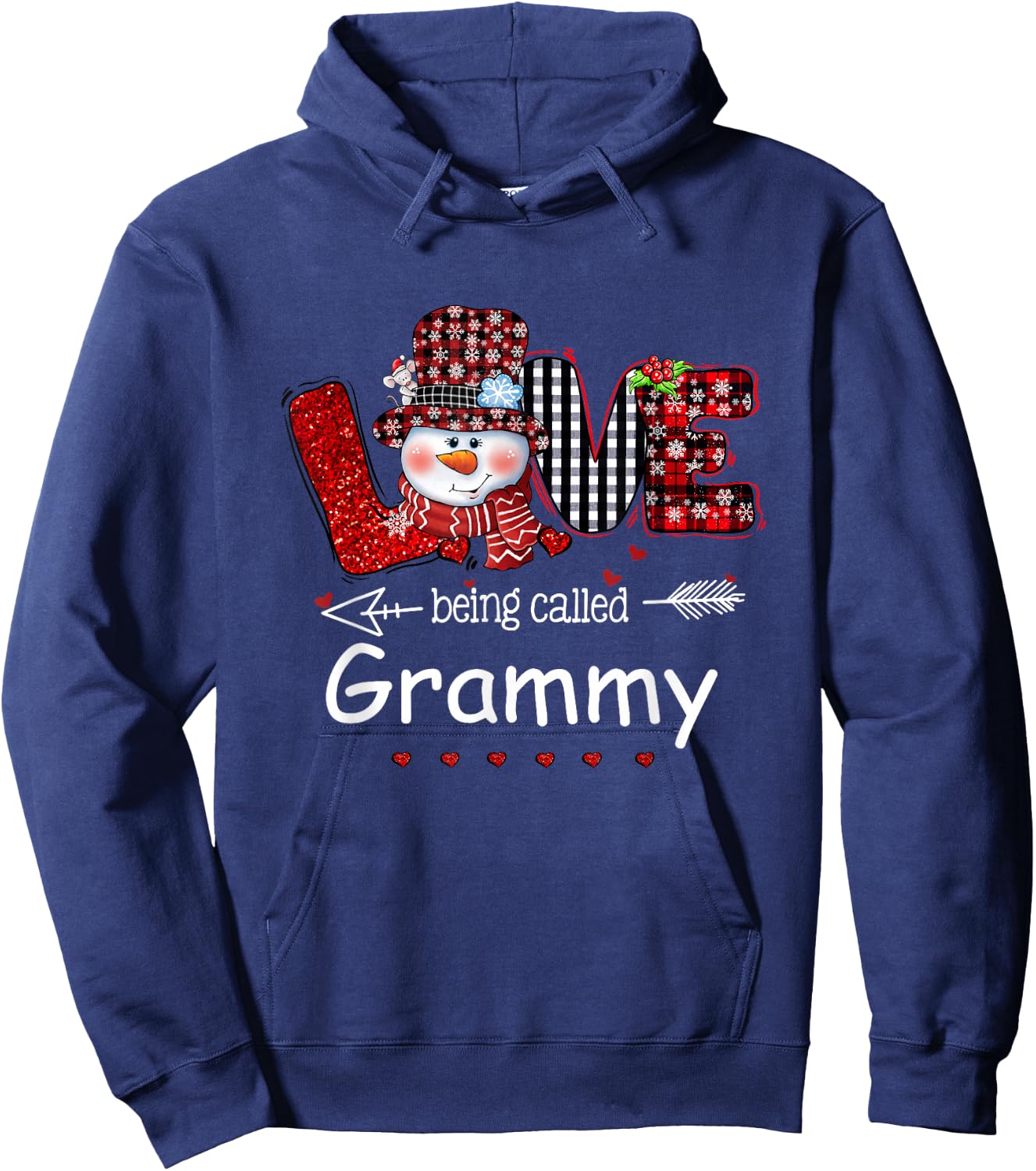 Love being called Grammy Snowman Christmas Red Plaid Xmas Hoodie - Hoodie | Navy