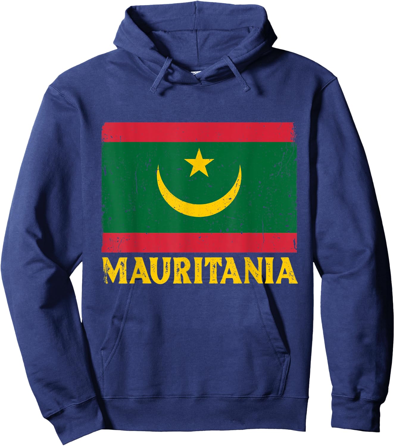 Distressed Retro Mauritania Flag Men Women Kids Patriotic Hoodie - Hoodie | Navy
