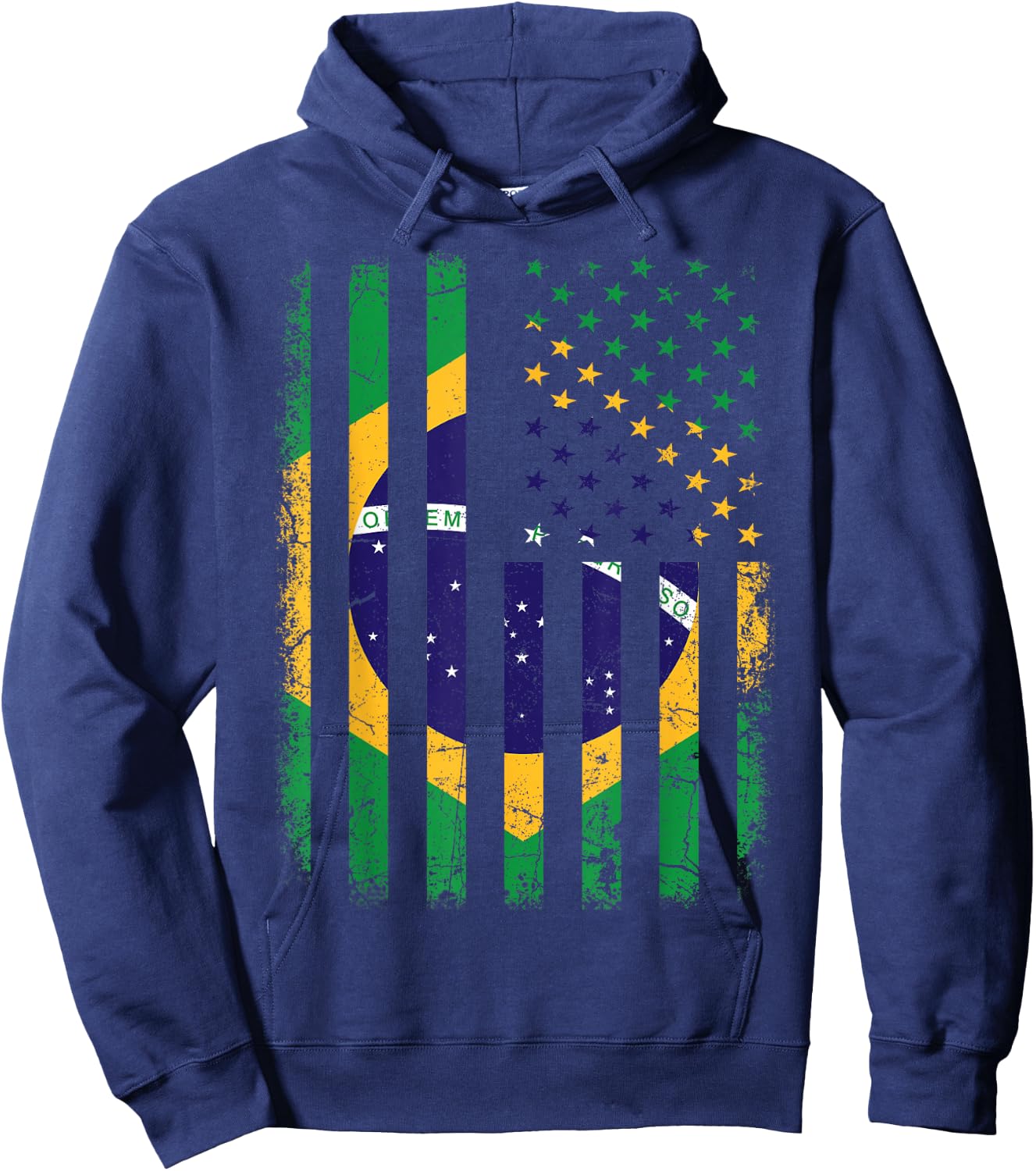 Brazilian American Flag Brazilian Roots Brazil America Hoodie - Hoodie | Navy