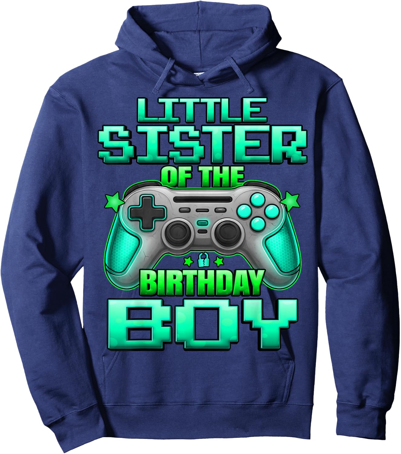 Little Sister of The Birthday Boy Matching Family Lil Sister Hoodie - Hoodie | Navy