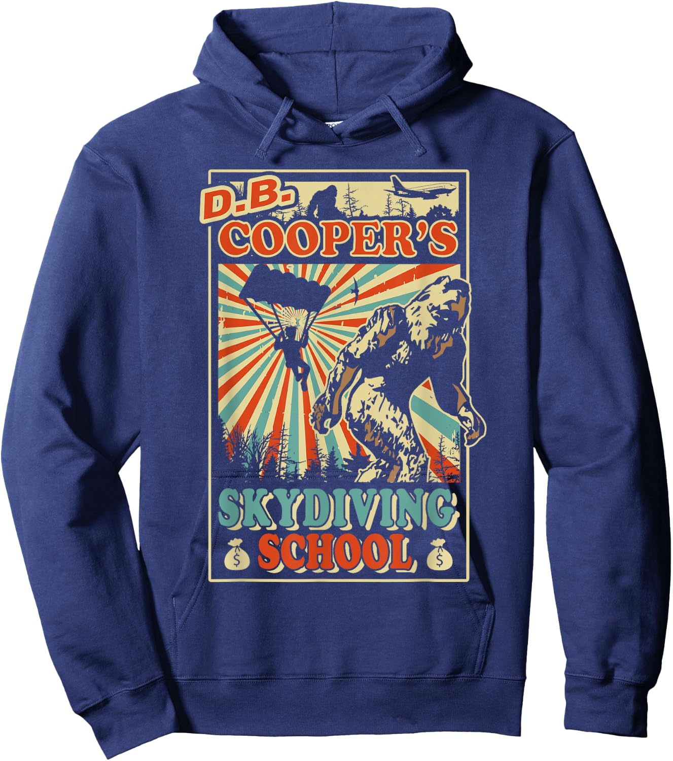 Funny D.B. Cooper's Skydiving School Bigfoot Vintage Hoodie - Hoodie | Navy
