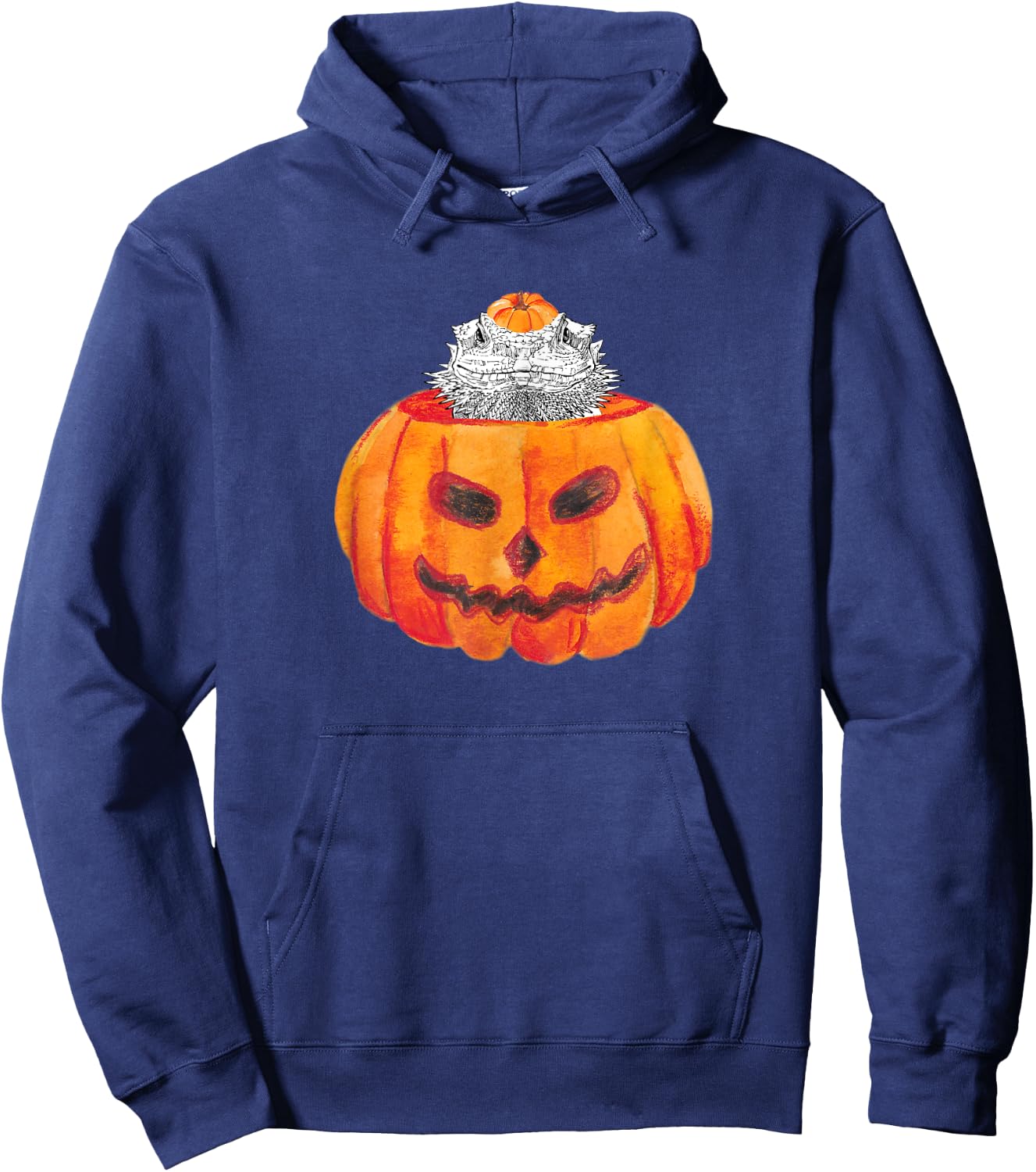 Bearded Dragon Happy Halloween Pumpkin Reptile Animal Lover Hoodie - Hoodie | Navy