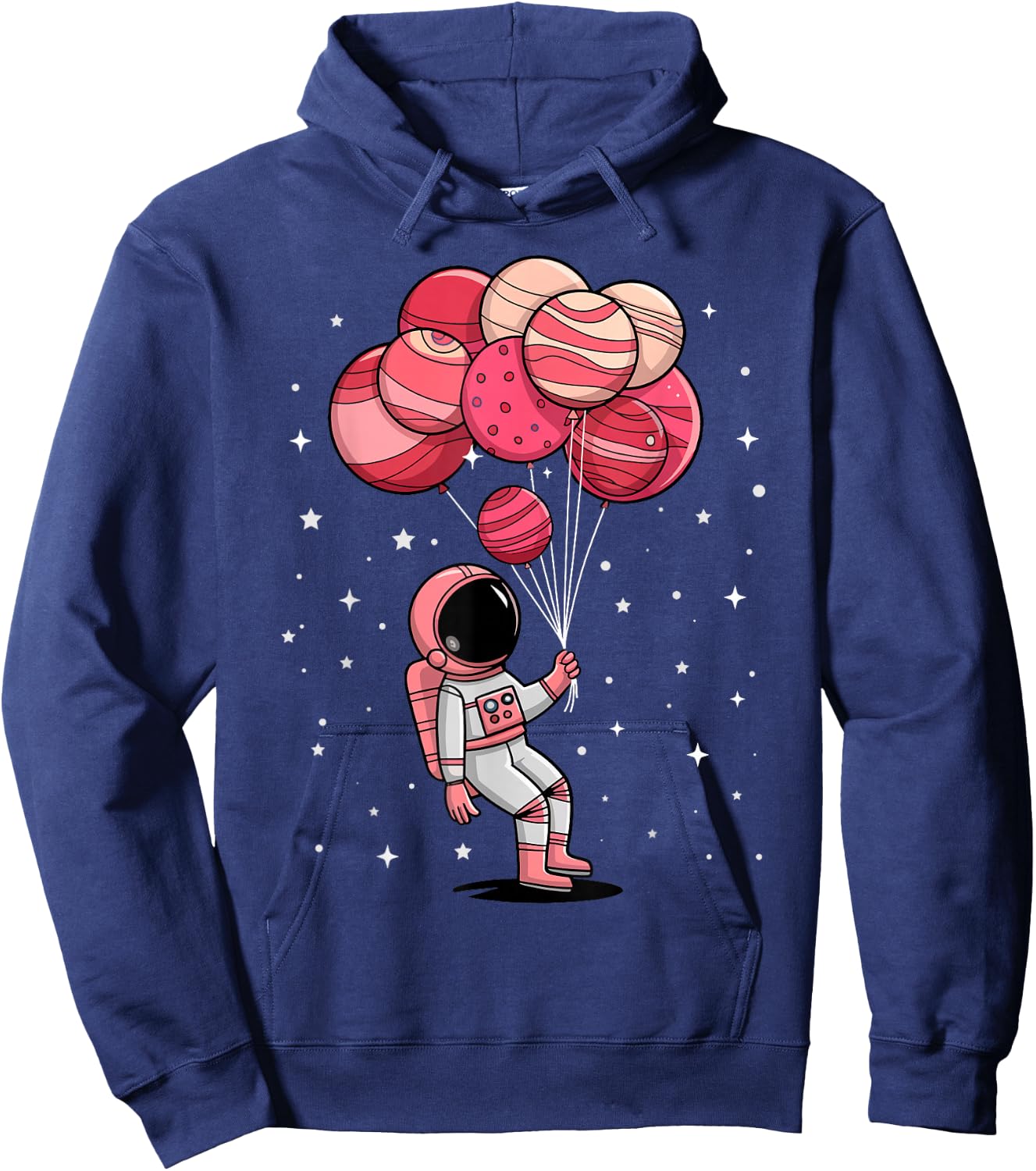 Space Astronaut Holding Balloon Planets Girls Kids Toddler Hoodie - Hoodie | Navy