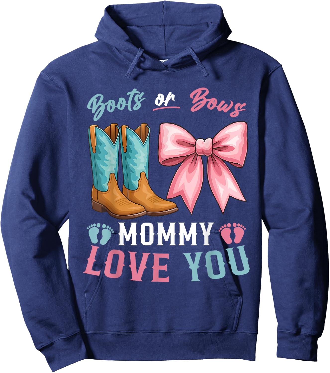 Boots Or Bows Gender Reveal Decorations Daddy Loves You Hoodie - Hoodie | Navy