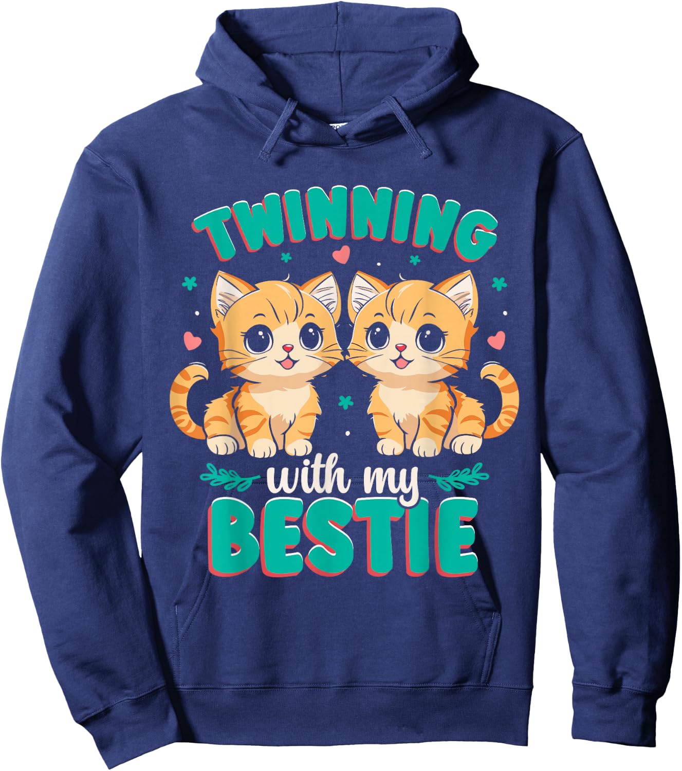 Friendship Twinning Bestie Matching Twin Cat Hoodie - Hoodie | Navy