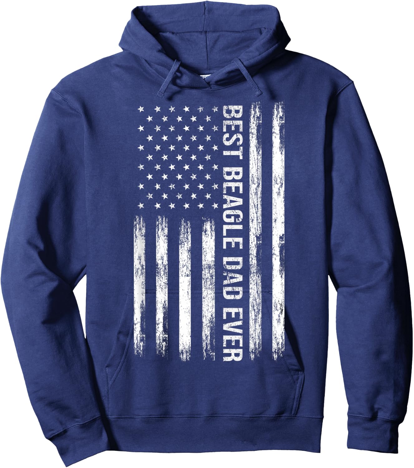 Best Beagle Dad Ever Dog Lover American Flag Patriotic Hoodie - Hoodie | Navy