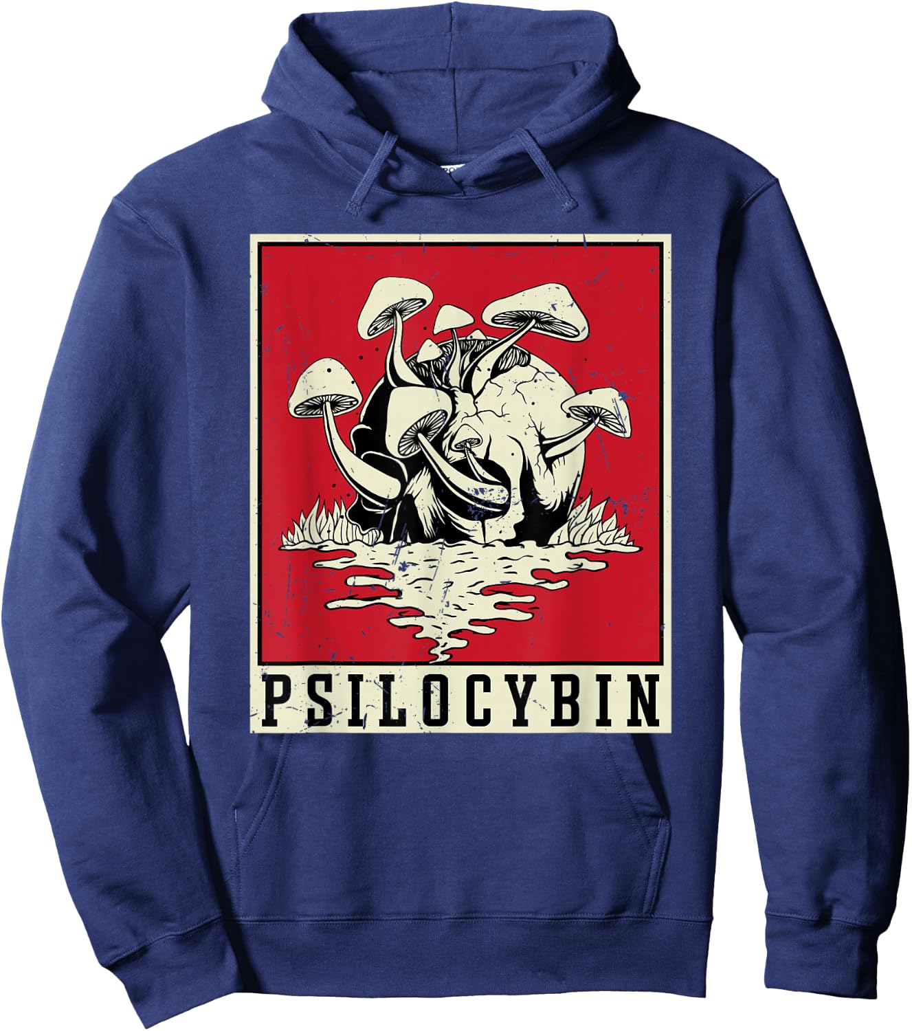 Psilocybin Retro Psychedelic Magic Mushroom Vintage Mycology Hoodie - Hoodie | Navy