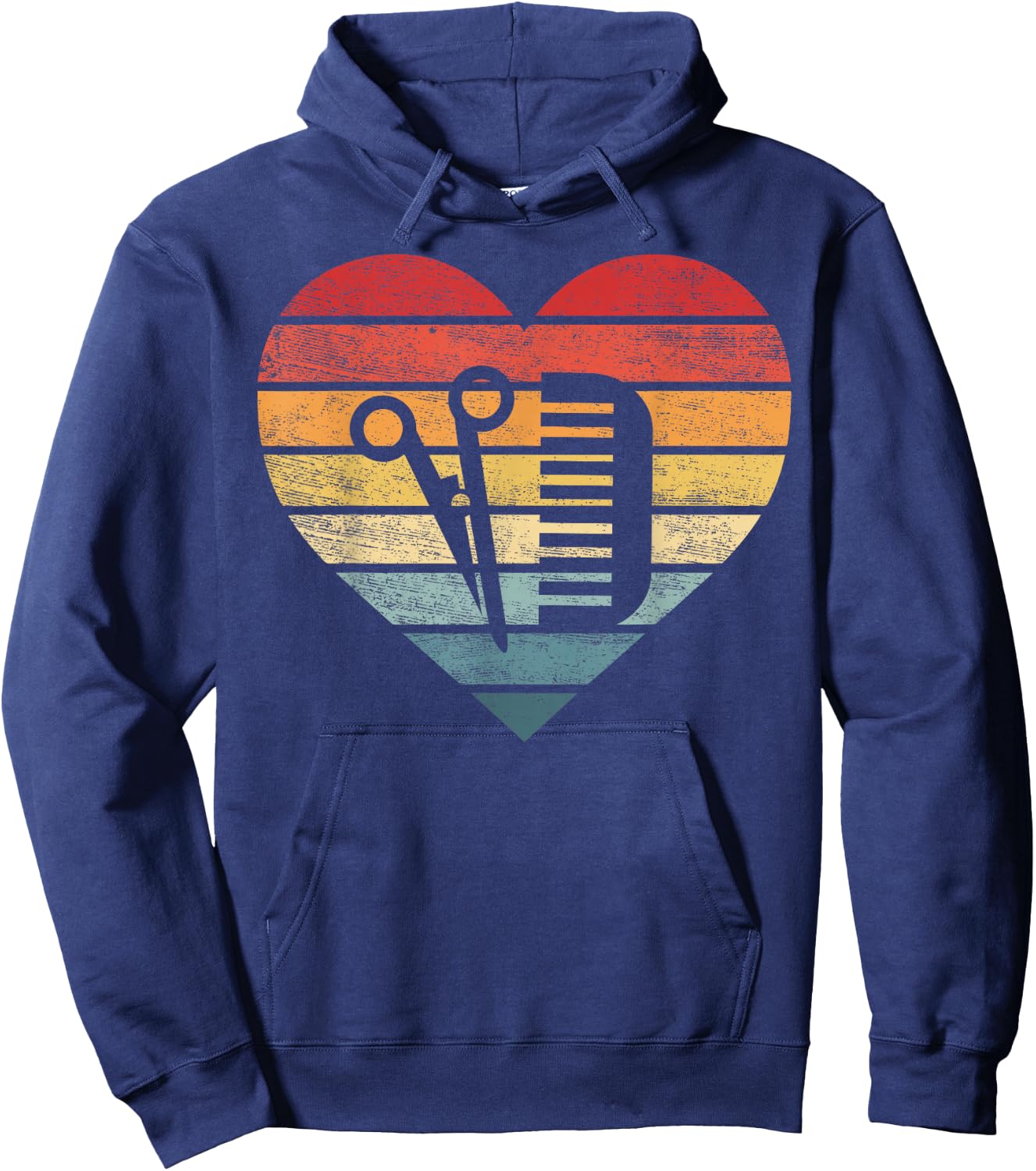 Barber Hairdresser Gifts Retro Sunset Scissors Hair Stylist Hoodie - Hoodie | Navy