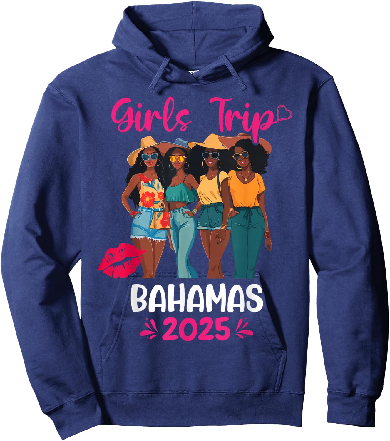 Black Girls Trip Bahamas 2025 Vacation Matching Hoodie - Hoodie | Navy