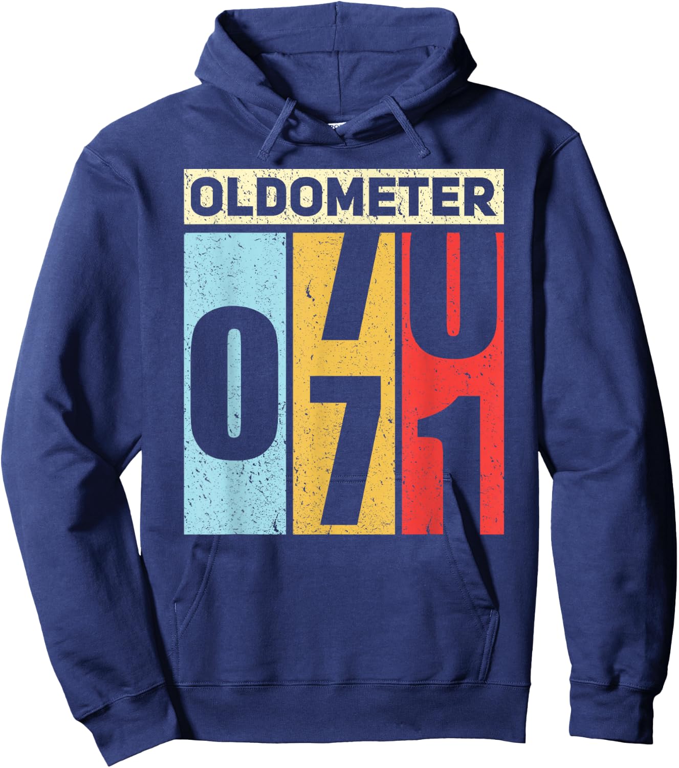 Oldometer 70-71 Funny 71st Birthday Odometer Gift Oldometer Hoodie - Hoodie | Navy