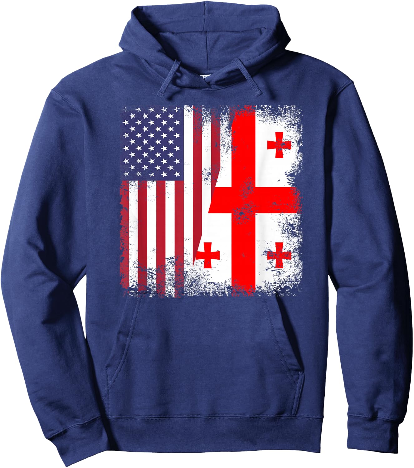 Half Georgian Flag | Vintage Georgia USA Gift Hoodie - Hoodie | Navy