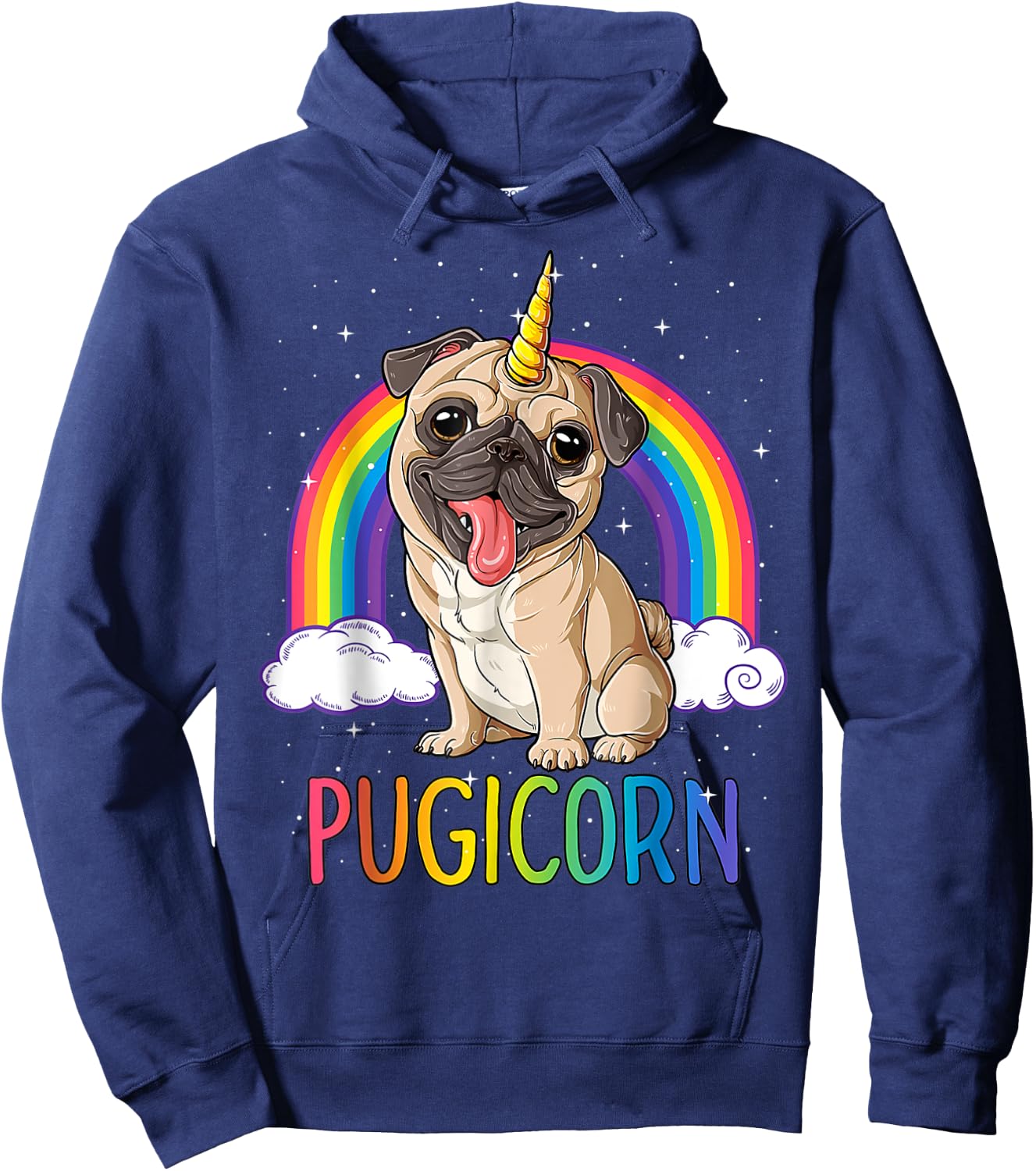 Pugicorn Pug Unicorn Girls Kids Space Galaxy Rainbow.2022 Hoodie - Hoodie | Navy