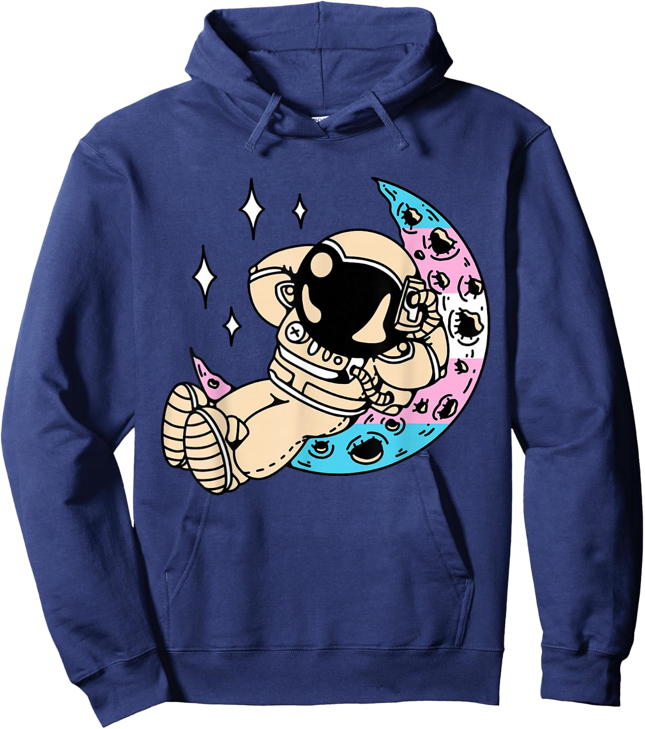 Transgender Astronaut LGBT-Q Space-man Moon Trans Pride Flag Hoodie - Hoodie | Navy