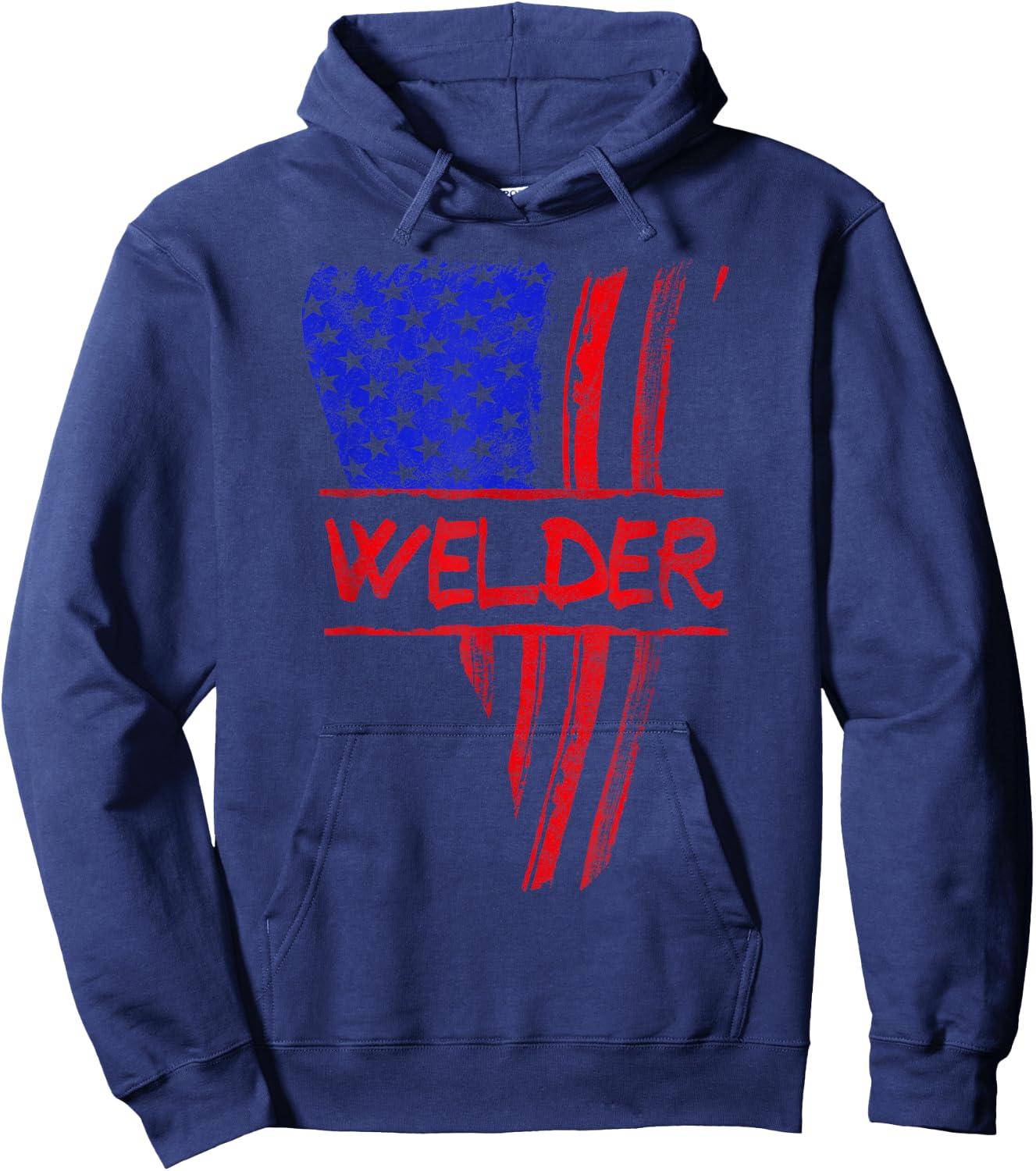 Welder American Flag Welding Gift Triangular Usa Patriotic Hoodie - Hoodie | Navy
