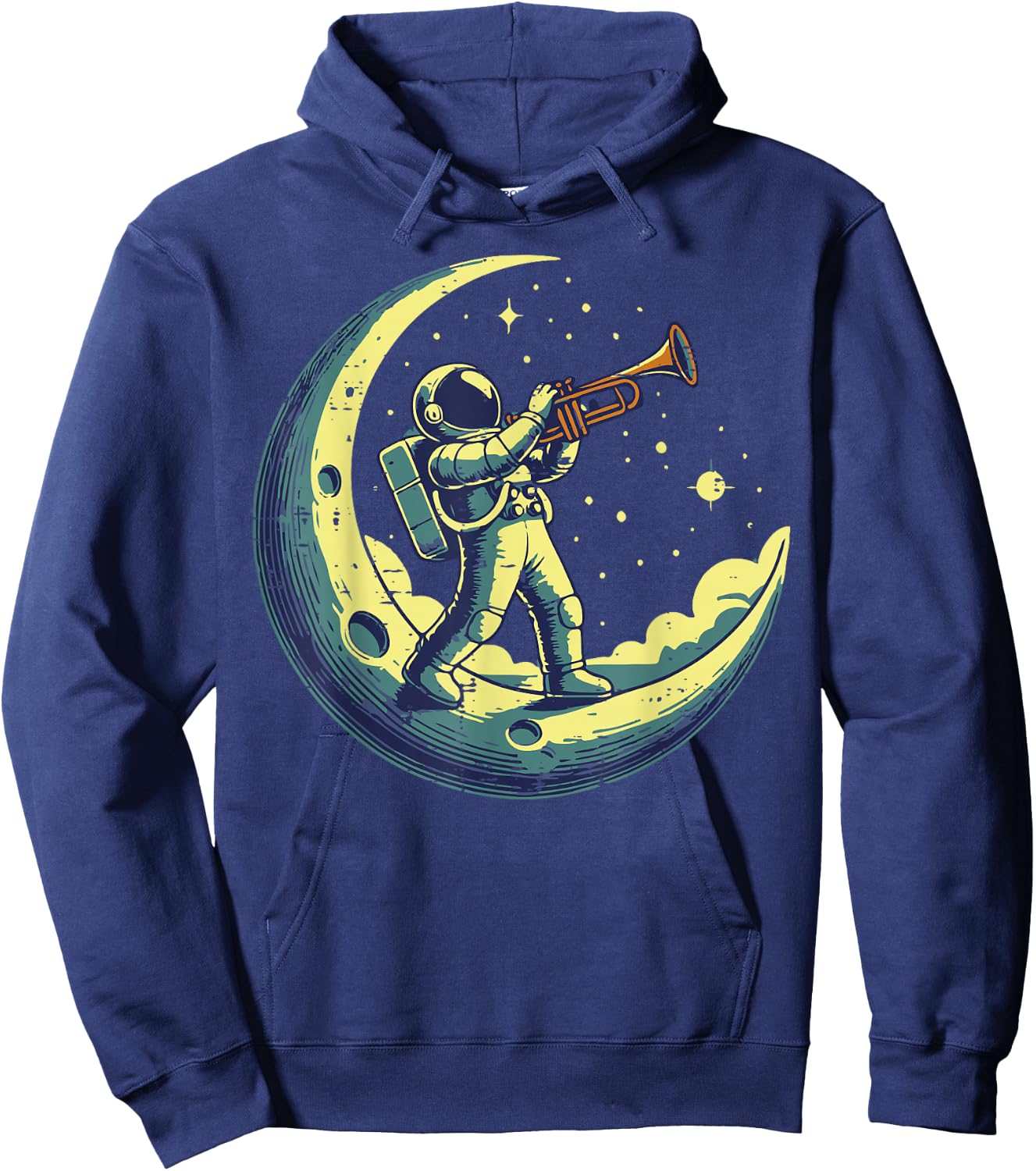 Astronaut On Moon Trumpet Funny Space Music Men Boys Kids Hoodie - Hoodie | Navy