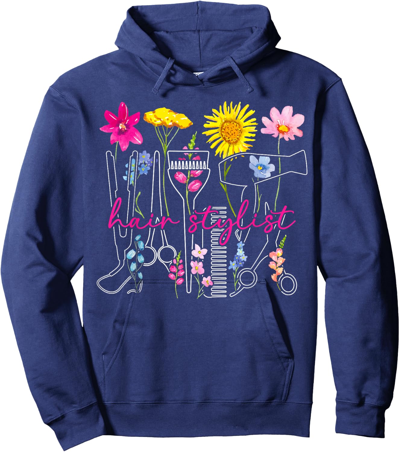 Hair Stylist Flowers Hair Dresser Hairstylist Hairdresser Hoodie - Hoodie | Navy
