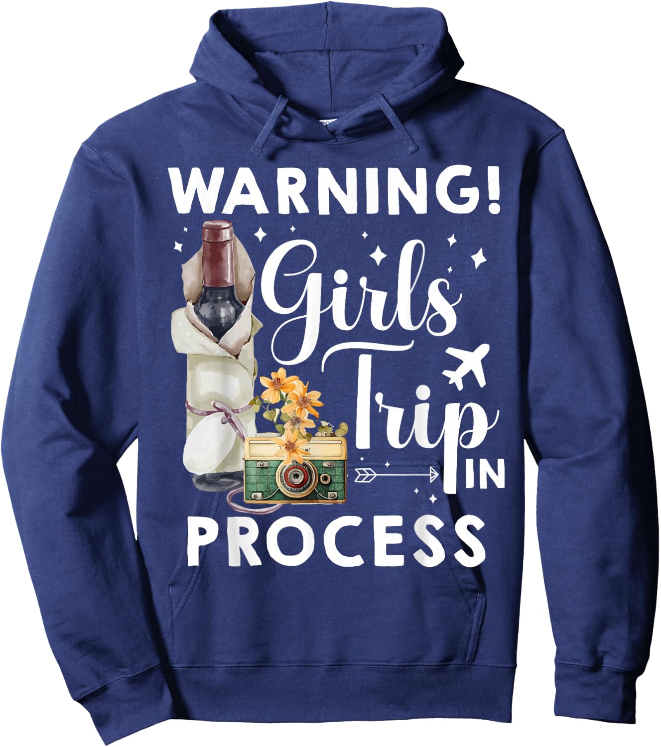 Warning Girls Trip 2026 Progress Cute Beach Summer Vacation Hoodie - Hoodie | Navy