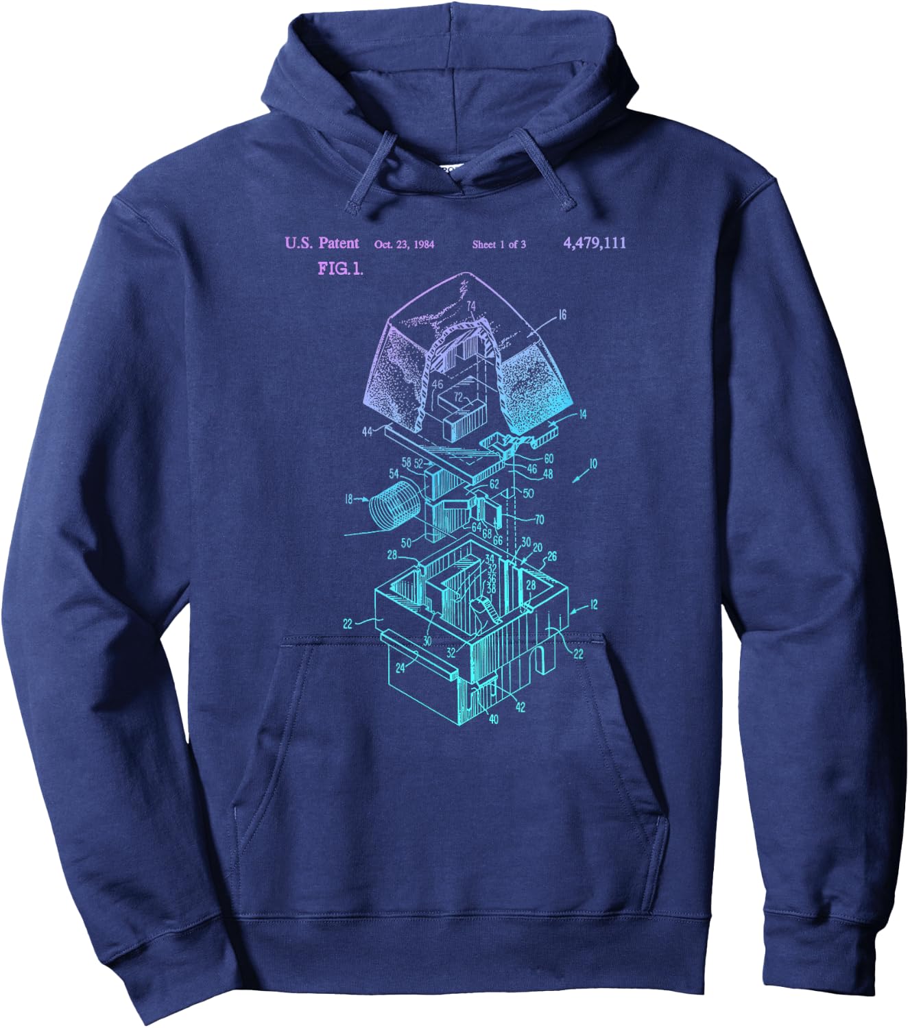 Mechanical Keyboard Patent Drawing Graphic Design Art Hoodie - Hoodie | Navy