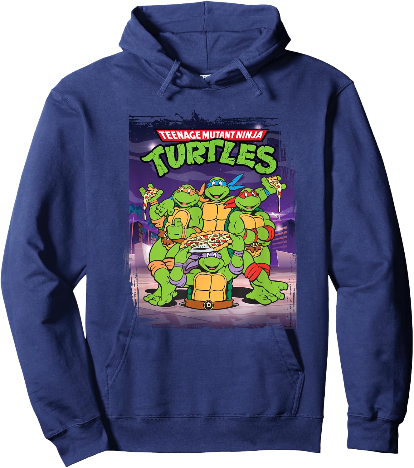Mademark Black Classic Fit Short Sleeve Teenage Mutant Ninja Turtles Retro Hoodie - Hoodie | Navy